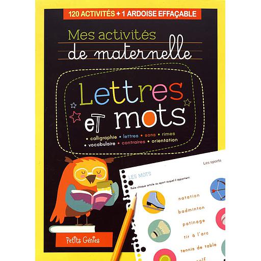 Lettres et mots  - 120 activités + 1 ardoise effaçable