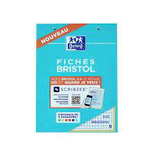 Bloc de Fiches Bristol 2.0 A5 Petits Carreaux 5mm 30 Fiches Collées Bords Rouge