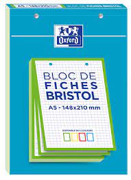 Bloc de Fiches Bristol 2.0 A5 Petits Carreaux 5mm 30 Fiches Collées Bords Vert