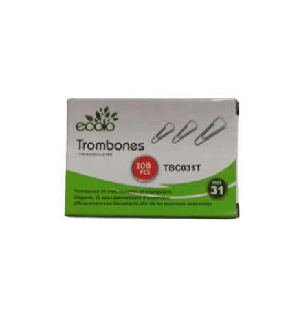 Boite de 100 Trombones Triangulaire 31 MM