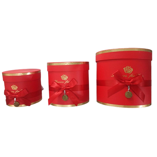 Boîte Cadeau Ronde 145 x 150 MM Avec Couvercle Rouge Et Ruban Rouge