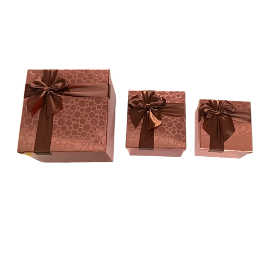 Boîte Cadeau Carre 200 x 200MM Avec Couvercle Bronze Et Ruban Marron