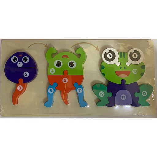 Jeux éducatif : Puzzel en bois Nombres (Étapes de la croissance animale)