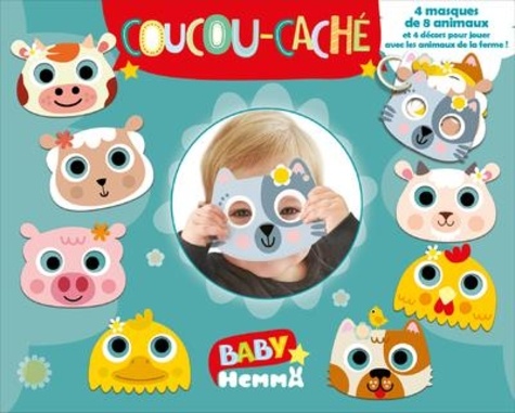 Coucou-caché - 4 masques de 8 animaux et 4 décors pour jouer avec les animaux de la ferme !