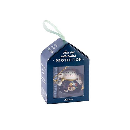Mon chat porte-bonheur Protection - Coffret avec 1 figurine chat en porcelaine et 1 parchemin