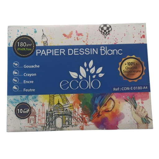 Pochette de Dessin 180Grs Blanche A4