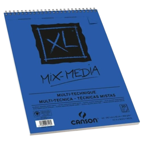 Canson  Mix Media Bloc de papier à dessin Taille XL, 300 g/m², 30 Feuilles 29.7 x 43.2 cm