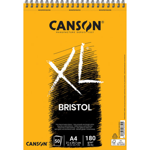 Bloc de Papier Canson XL Bristol Pad A4 180g 50Feuille