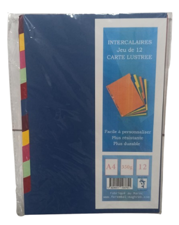 Jeu D'intercalaire de 12 Cartonne 350G A4