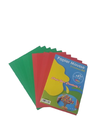 Pochette de 10 Feuilles Mousse Paillette  Vert et Rouge A4