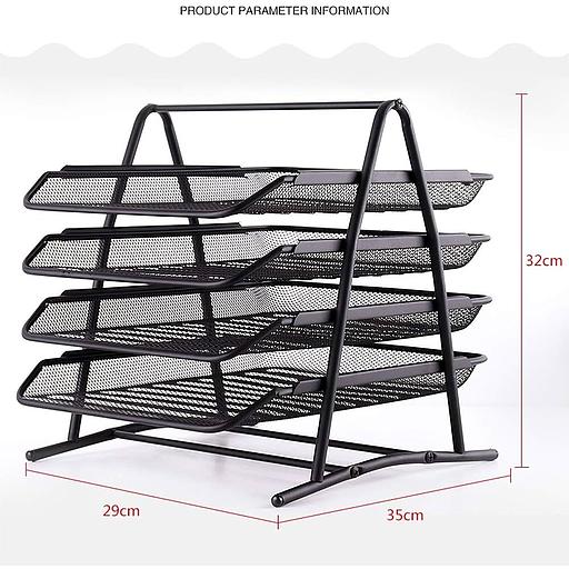 Organisateur de Bureau en Métal Noir 4 Etages