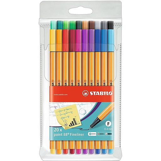 Pochette de 20 Stylos-feutres STABILO point 88 - pointe fine -