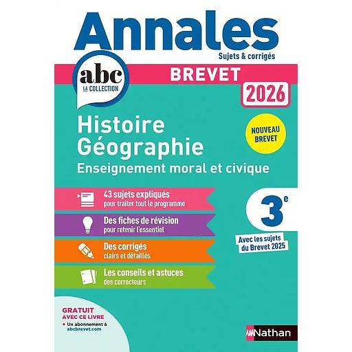 ANNALES BREVET: Histoire Géographie EMC 3e