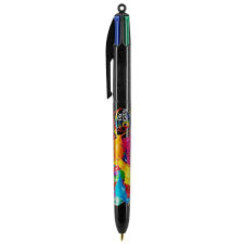 Stylo à bille 4 couleurs - décors hydro Noir