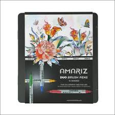 Lot de 14 feutres pinceaux Doms Amariz Duo pour calligraphie et beaux-arts, 14 teintes.