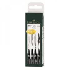 [167100] Set de 4 Stylo Feutre Pitt  Artist Pen S/F/M/B Noir