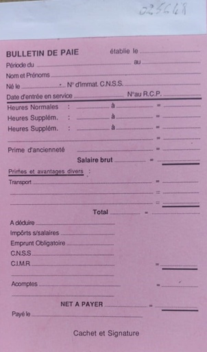Carnet Bulletin de Paie  25*2