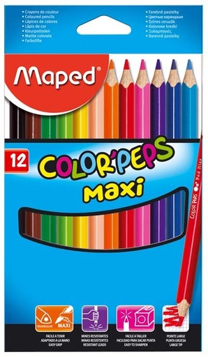 [834010] Crayons de Couleur Maped Maxi Grand 12 crayons
