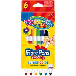 6 Feutres Fibre Pens Flamastry Junior Color