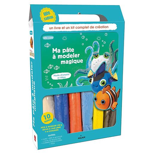 Ma pâte à modeler magique  - Avec 1 livre, 6 rouleaux de pâte à modeler, 1 outil de modelage, 49 formes prédécoupées, 4 paires d'yeux