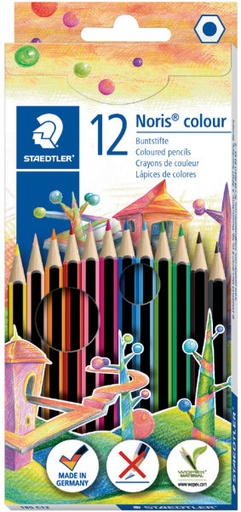 [4007817011454] Boite 12 Crayons Couleur - Noris Couleur + 1 Gomme + 1 Crayon Gris Offert