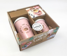 Coffret Thé ou café ?  - Avec 2 mugs en céramique avec des couvercles en silicone