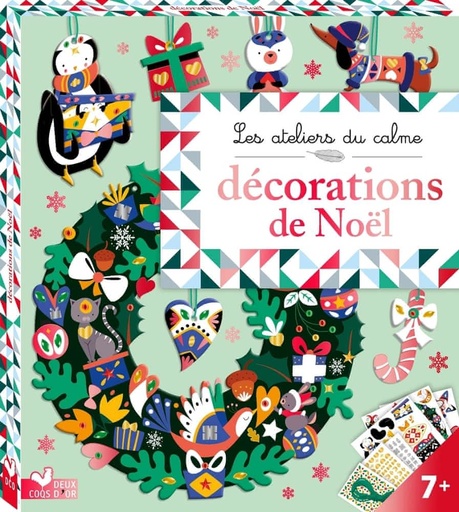 Décorations de Noël - Avec 3 planches prédécoupées, 1 planche de strass, 2 planches d'autocollants, du fil et du coton