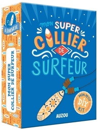 Mon super collier de surfeur  - Avec des perles, 3 modèles possibles, un cordon noir style cuir et 2 planches de bois en forme de surf à colorier