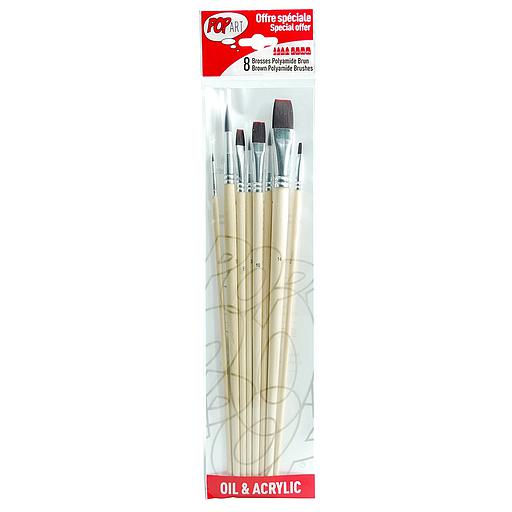 [3167869502513] Pochette de 8 Brosses en Synthétique Ferme