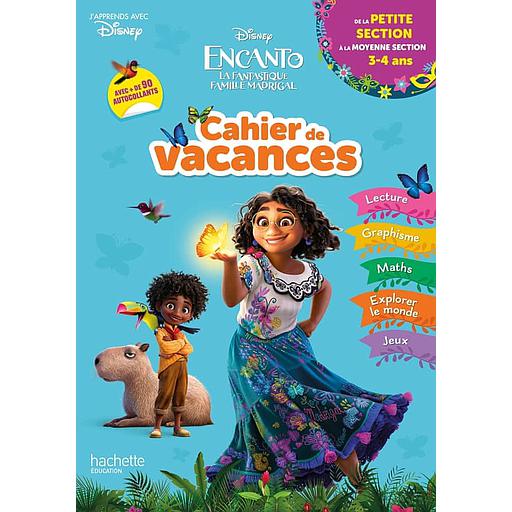 Cahier de vacances de la petite section à la moyenne section  - Encanto, la fantastique famille Madrigal. Avec + de 90 autocollants
