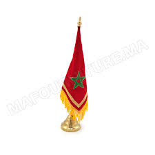 [02235] Drapeau Marocain avec Support