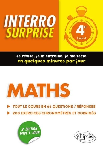 Maths 4e Cycle 4 - Tout le cours en 66 questions/réponses et 200 exercices chronométrés et corrigés