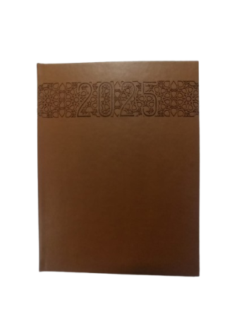 [65008-2] Agenda Semainier de Bureau Papier Ivoire Couverture En Simili Cuir 15*21 CM 2025