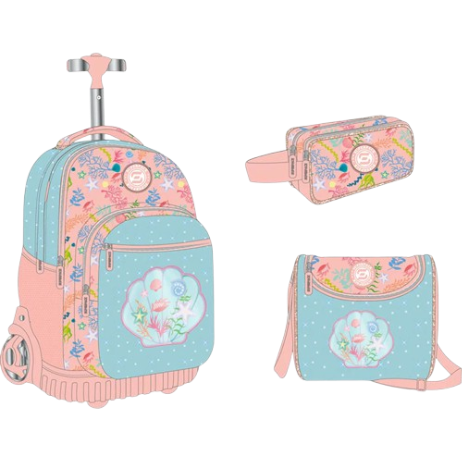[241001] Cartable Trolley Coquillage 3 Pièces