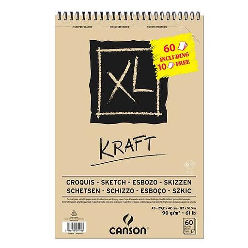 [R110013] Bloc XL Kraft Canson - A3- 90g/m² 60 Feuilles