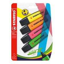 Blister carton x 4 surligneurs STABILO BOSS ORIGINAL
