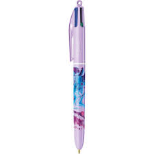 Stylo à bille 4 couleurs - décors hydro Violet