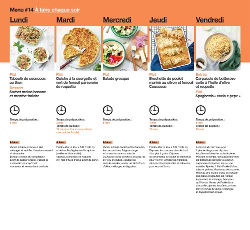 En 2h je cuisine pour toute la semaine  - 52 menus hebdomadaires pour toute l'année
