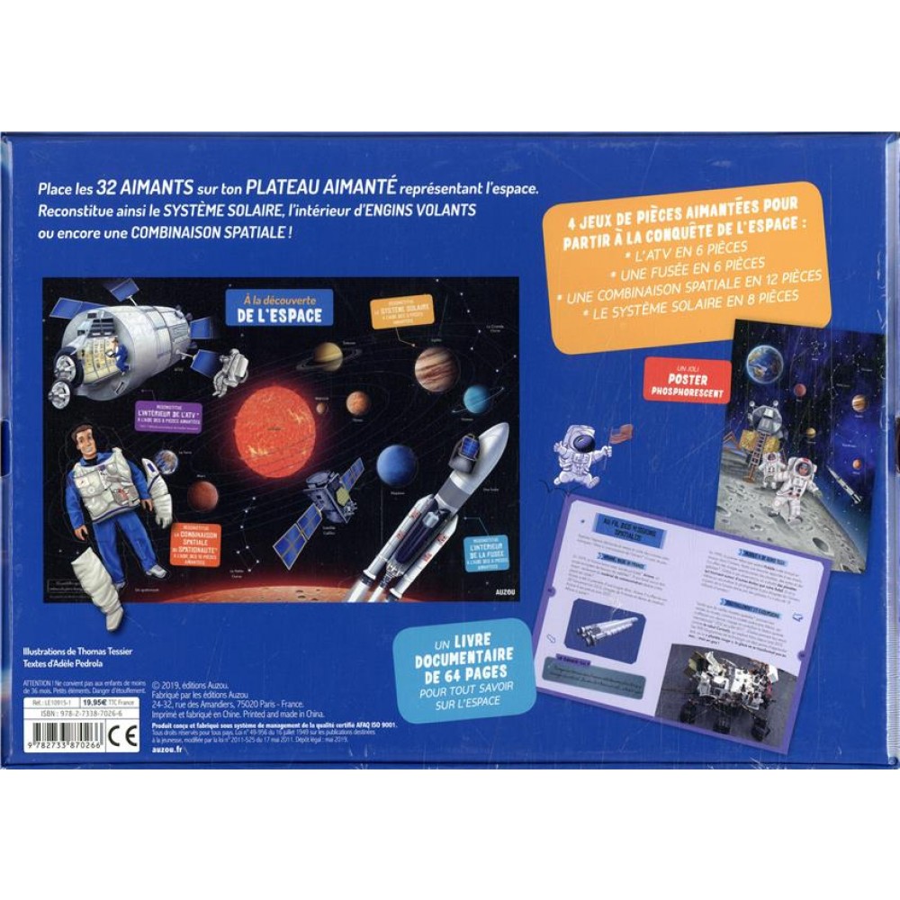 A la découverte de l'espace  - Avec un plateau géant aimanté et 32 pièces magnétiques