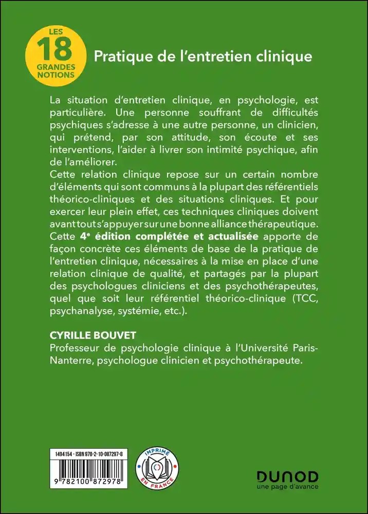 Les 18 grandes notions de la pratique de l'entretien clinique