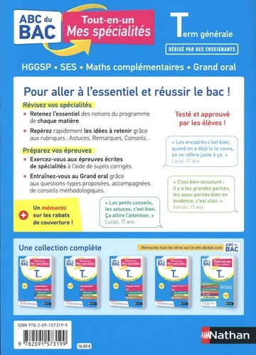HGGSP, SES, Maths complémentaires, Grand Oral Tle