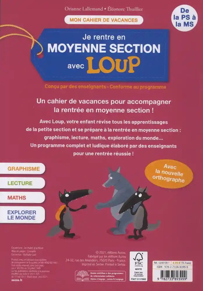 Je rentre en moyenne section avec Loup