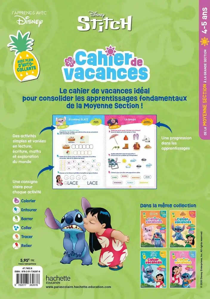 Cahier de vacances Disney Stitch