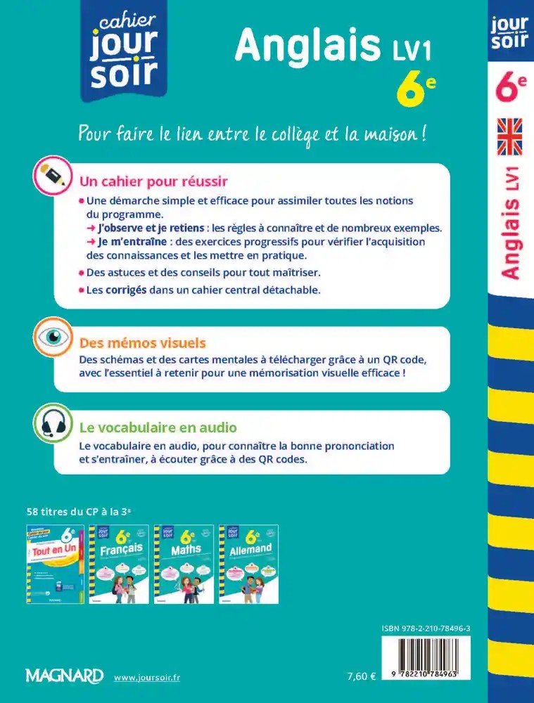 Cahier du jour/cahier du soir anglais 6e LV1